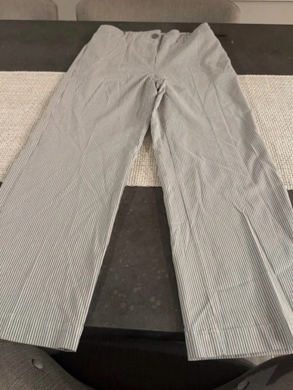 Nicole Miller Blue and White Pinstripe Wide Leg Pants